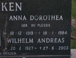 KERSKEN  Wilhelm Andreas 1927-2003 & Anna Dorothea  DU PLESSIS 1919-1984