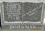 BORNMAN Christina Gertruida nee CRONJE 1928-1989
