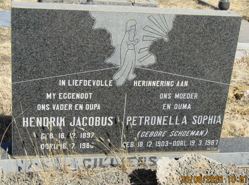 CILLIERS Hendrik Jacobus 1897-1980 & Petronella Sophia SCHOEMAN 1903-1987