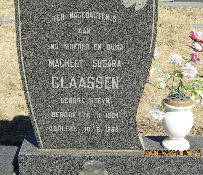 CLAASSEN Machelt Susara nee STEYN 1904-1993