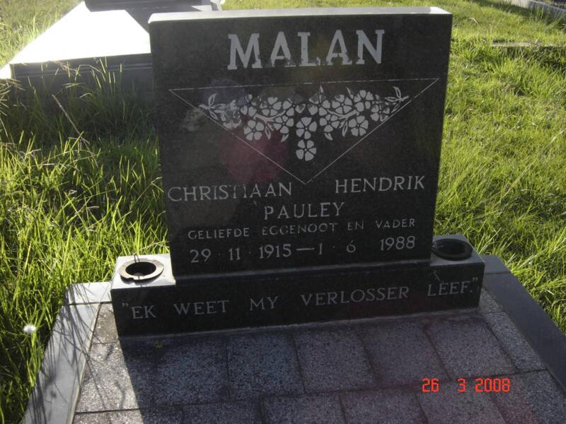 MALAN Christiaan Hendrik Pauley 1915-1988