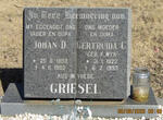 GRIESEL Johan D. 1908-1982 & Gertruida C. V. WYK 1922-1993