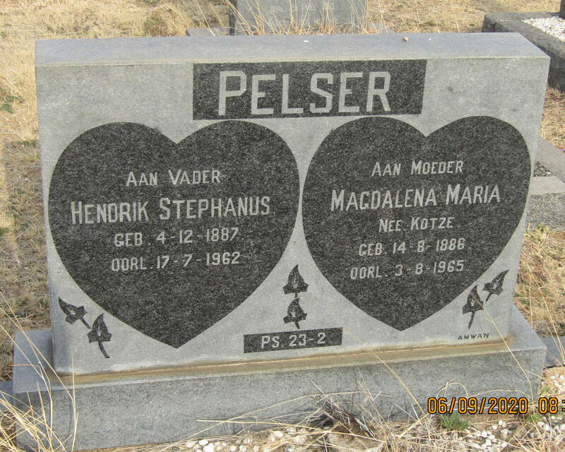 PELSER Hendrik Stephanus 1887-1962 & Magdalena Maria KOTZE 1886-1965