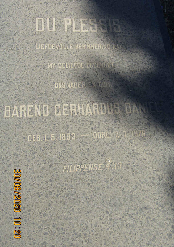 PLESSIS Barend Gerhardus Daniel, du 1893-1976