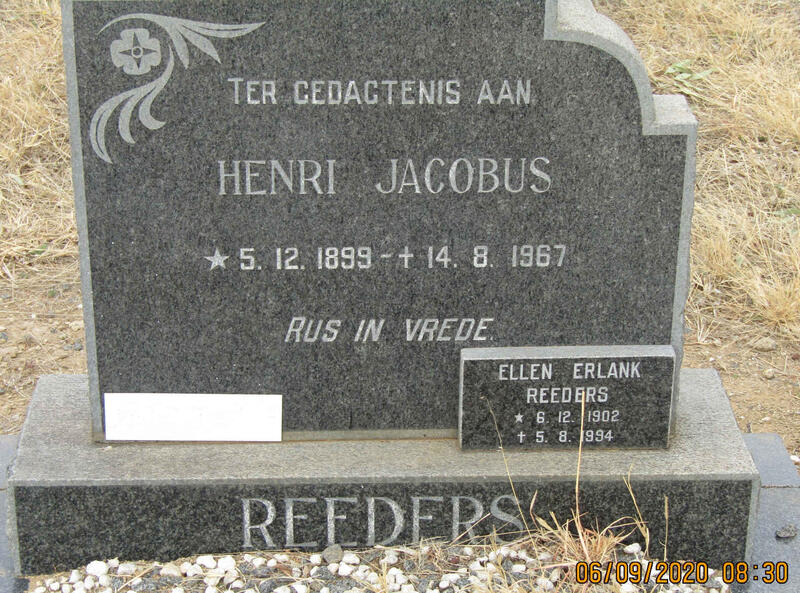 REEDERS Henri Jacobus  1899-1967 & Ellen Erlank REEDERS 1902-1994