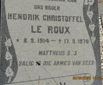 ROUX Hendrik Christoffel, le 1914-1978
