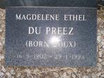 PREEZ Magdelene Ethel, du  nee ROUX 1902-1994