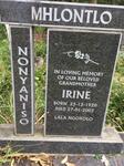 MHLONTLO Nonyaniso Irine 1920-2003