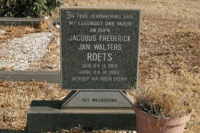 ROETS Jacobus Frederick Jan Walters 1914-1982