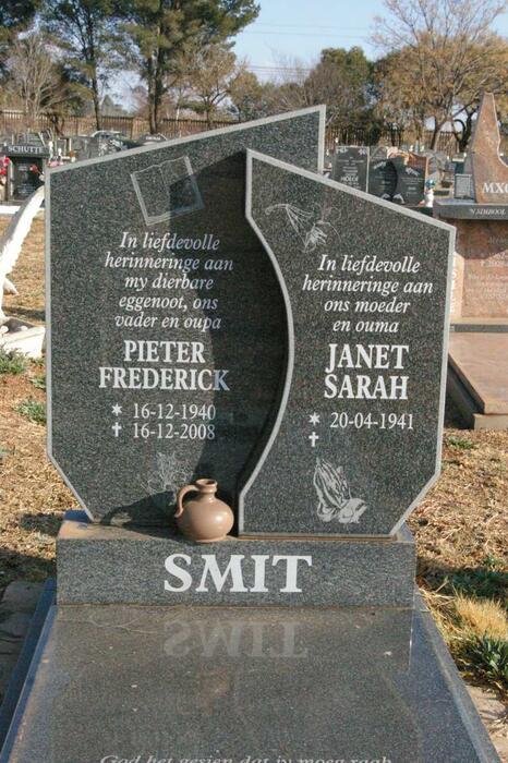 SMIT Pieter Frederick 1940-2008 & Janet Sarah 1941-