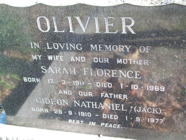 OLIVIER Gideon Nathaniel 1910-1977 & Sarah Florence 1911-1969