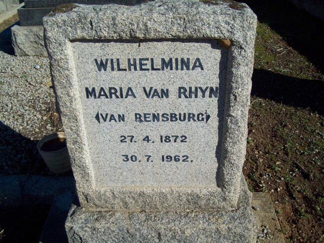 RHYN Wilhelmina Maria, van nee VAN RENSBURG 1872-1962
