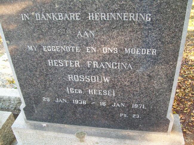 ROSSOUW Hester Francina nee HEESE 1936-1971