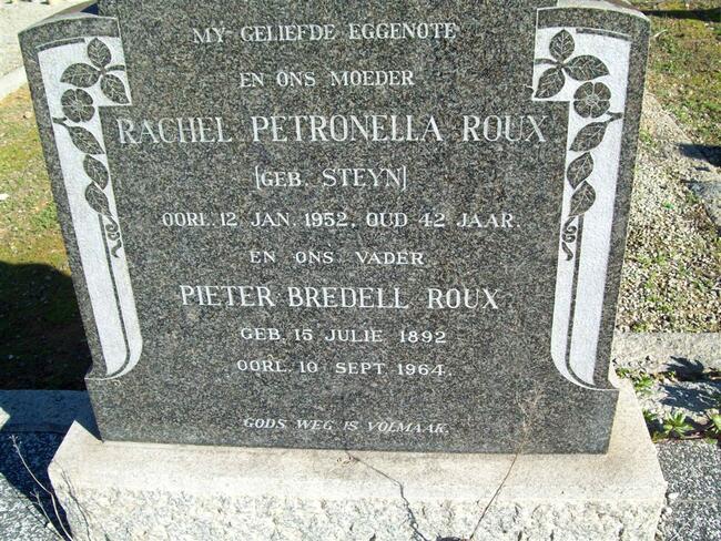 ROUX Pieter Bredell 1892-1964 & Rachel Petronella STEYN -1952