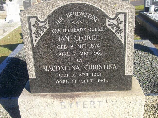 SYFERT Jan George 1874-1961 & Magdalena Christina 1881-1961