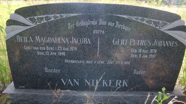 NIEKERK Gert Petrus Johannes, van 1878-1947 & Heila Magdalena Jacoba VAN DEN BERG 1874-1946