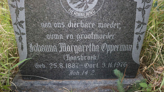 OPPERMAN Johanna Margaretha nee HAASBROEK 1887-1976