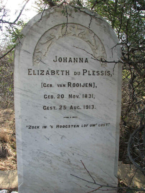 PLESSIS Johanna Elizabeth, du nee VAN ROOIJEN 1831-1913
