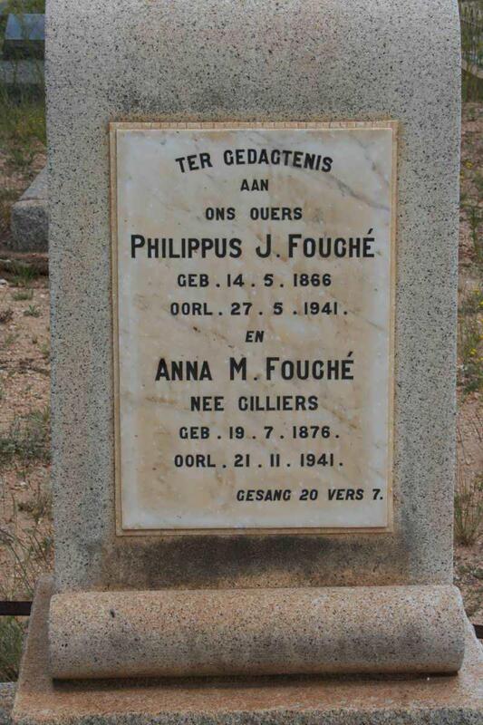 FOUCHé Philippus J. 1866-1944 & Anna M. CILLIERS 1876-1941