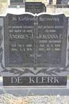 KLERK Andries J., de 1899-1970 & Johanna E. DUVENHAGE 1899-1981