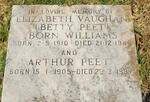 PEET Arthur 1905-1997 & Elizabeth Vaughan WILLIAMS 1910-1989