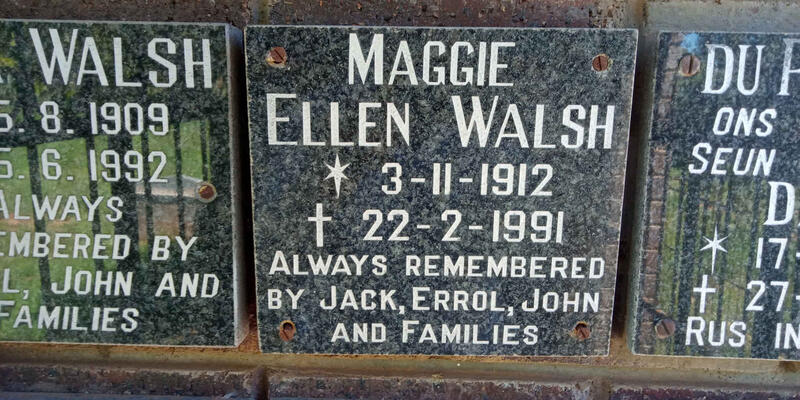 WALSH Maggie Ellen 1912-1991