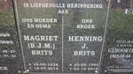 BRITS B.J.M. 1926-2014 :: BRITS Henning J. 1962-2016