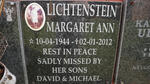 LICHTENSTEIN Margaret Ann 1944-2012