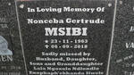 MSIBI Nonceba Gertrude 1963-2018
