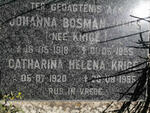 JONES Johanna Bosman nee KRIGE 1918-1995 :: KRIGE Catharina Helena 1920-1995