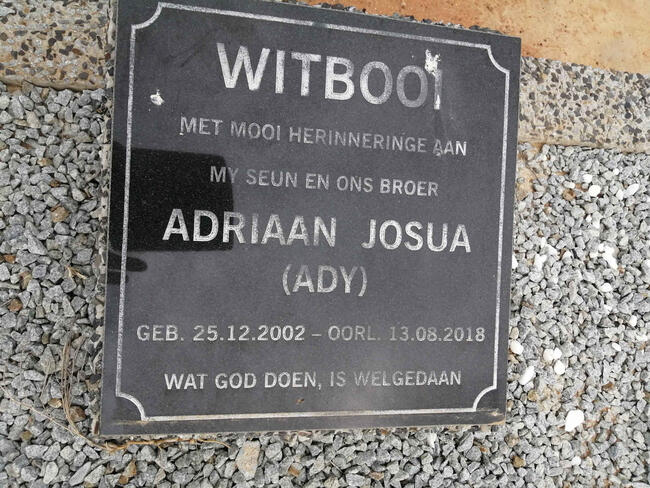 WITBOOI Adriaan Josua 2002-2018