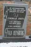 RENSBURG Thomas John, van 1937-2002