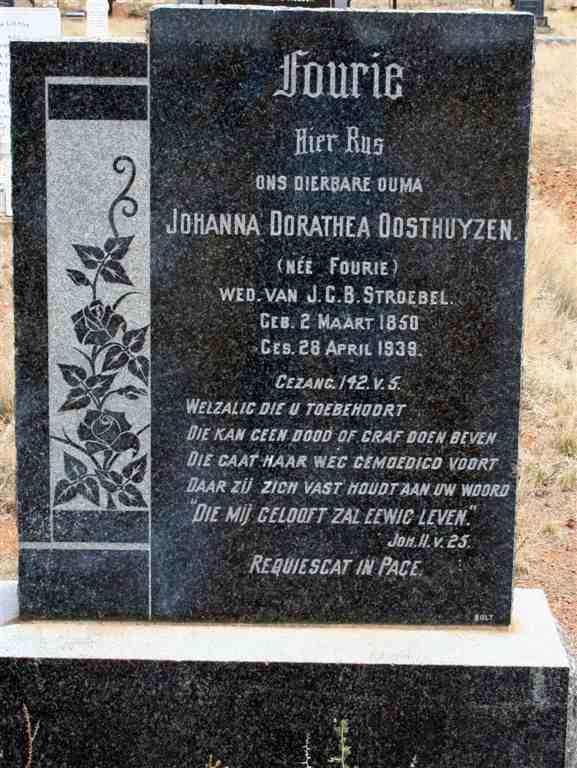 OOSTHUYZEN Johanna Dorathea previously STROEBEL nee FOURIE 1850-1939