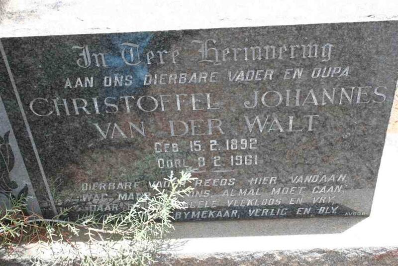 WALT Christoffel Johannes, van der 1892-1961