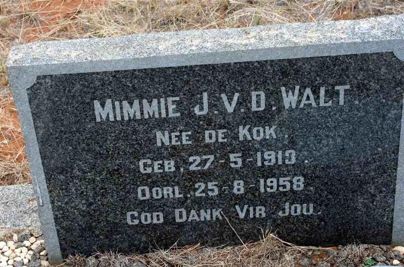WALT Mimmie J., v.d. nee DE KOK 1913-1958