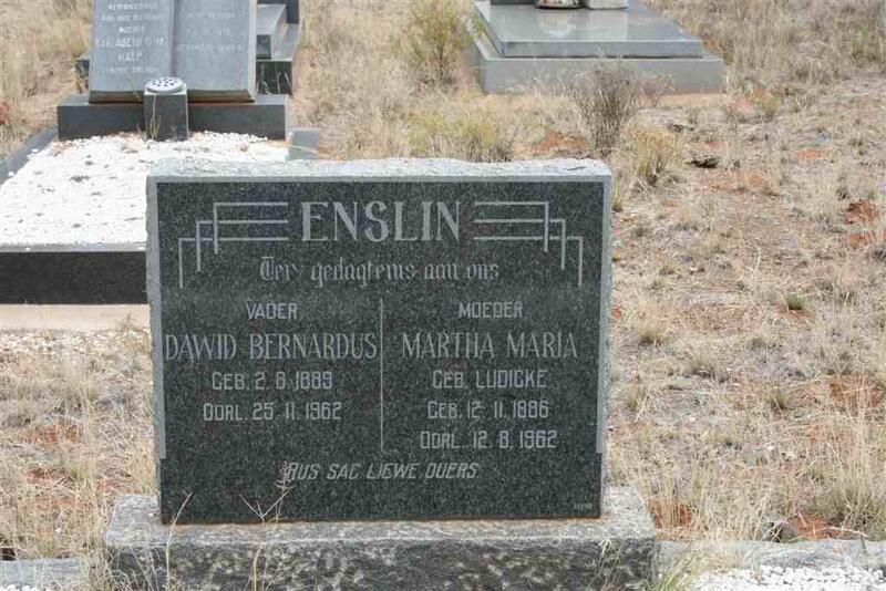 ENSLIN Dawid Bernardus 1889-1962 & Martha Maria LUDICKE 1886-1962