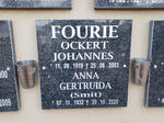 FOURIE Ockert Johannes 1919-2003 & Anna Gertruida SMIT 1932-2020