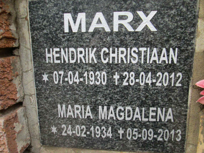 MARX Hendrik Christiaan 1930-2012 & Maria Magdalena 1934-2013