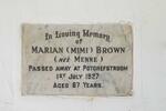 BROWN Marian nee MENNE -1927