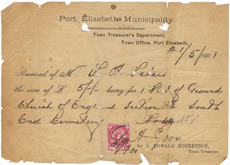 02 - Receipt for the purchase of a plot in South End Cemetery
