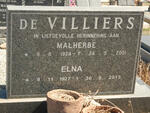 VILLIERS Malherbe, de 1924-2001 & Elna 1927-2013