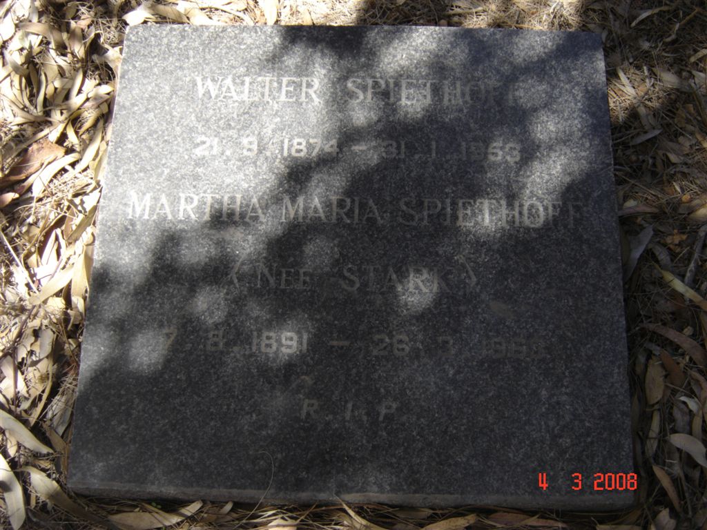 SPIETHOFF Walter 1874-1953 :: SPIETHOFF Martha Maria nee STARK 1891-1968