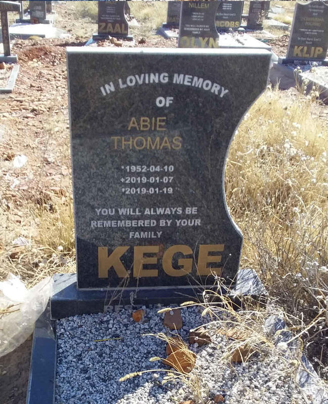 KEGE Abie Thomas 1952-2019