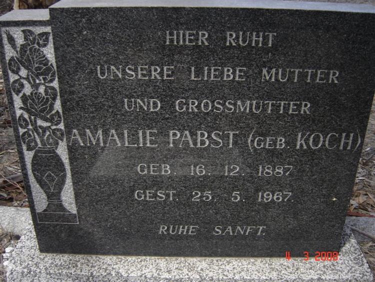 PABST Amalie nee KOCH 1887-1967