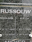 RUSSOUW Nicolaas 1923-2000 & Aletta 1926-2009