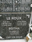 ROUX P.J., le 1937-2007 & H.A.M. 1933-2012 :: BOTHA Jo Marie 1964-2019