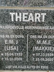 THEART E.M.J. 1933-2009 & M.M.E. 1934-2020