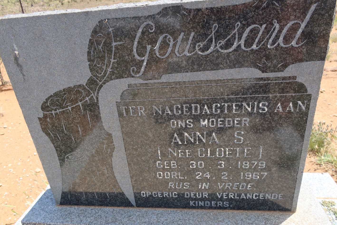 GOUSSARD Anna S. nee CLOETE 1879-1967