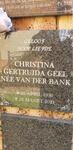 GEEL Christina Gertruida nee VAN DER BANK 1930-2021