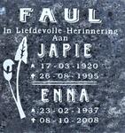 FAUL Japie 1920-1995 & Enna 1937-2008